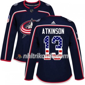 Columbus Blue Jackets Trikot Cam Atkinson 13 Adidas 2017-2018 Marineblau USA Flag Fashion Authentic - Dame